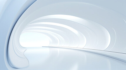 3d white architecture space with a light and white curved lines