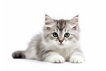 Portrait of handsome young cat isolated on white background , Created with Generative Ai Technology