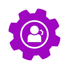 purple cog gear icon and profile person