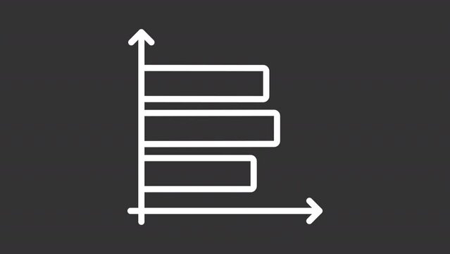 Project data white icons animation. Animated line graphs and diagrams. Statistical analysis. Loop HD video with alpha channel, transparent background. Motion graphic design for night mode