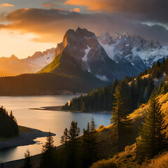 Fototapeta premium sunrise over the lake