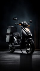 Motorcycle of the future for food delivery with copy space. Generative AI