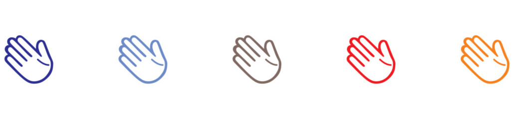 Obraz premium Waving hands icons set isolated on white background. A sign of greeting or goodbye. Flat style. Vector illustration