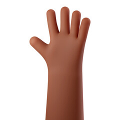 Fototapeta premium Cartoon African American hand showing the five fingers isolated on a white background. Hand counting number 5. 3D rendered illustration.
