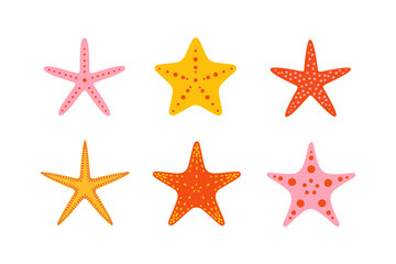 Cute illustration of starfish for summer design. Starfish design element isolated on white background. - obrazy, fototapety, plakaty