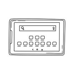 hand draw doodle tablet, computer tablet vector illustration computer
