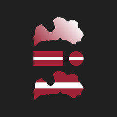 Latvia national map and flag vectors set....