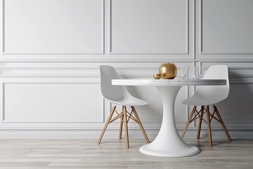 White table in mockup room. Generative AI