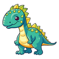 Fototapeta premium Ancient Cuteness: Adorable Iguanodon Dinosaur in a Whimsical 2D Illustration