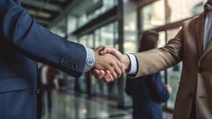 businessman handshake after the deal close up view Created With Generative AI Technology	
