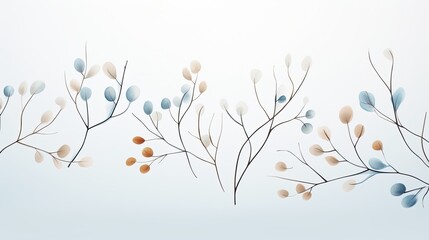 Minimalistic nature-inspired artwork on a pale blue background, generative ai