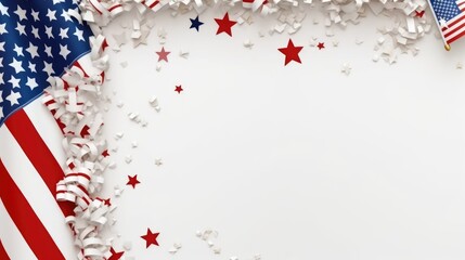 Independence Day of USA white background top view Created With Generative AI Technology
