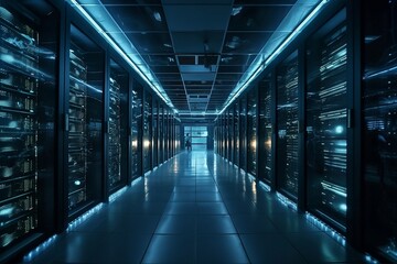 server rack in a center. 