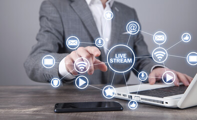 Live Stream. Social media web network concept