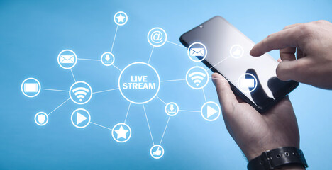 Live Stream. Social media web network concept