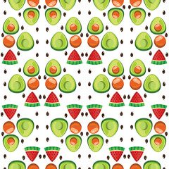 Healthy food. Avocado, watermelon  print Seamless avocado pattern for textiles, prints, clothing, blanket, banner, and more.