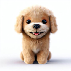 Fluffy Companion: 3D Render of a Cute Little Poppy Dog on White Background, Generative AI