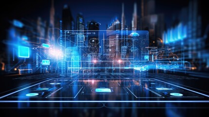 Fototapeta premium The beautiful interface of digital technology in the modern world, generative ai