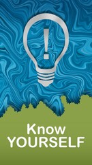 Know Yourself Bulb Blue Texture Green Text Vertical