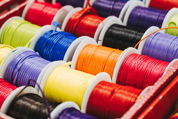 Bobines de fils de coton coloré, matériel de couture