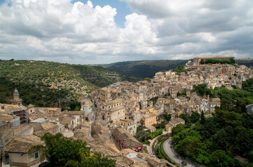 Fototapeta na wymiar Panorama of baroque city Ragusa Ibla, Sicilia, Italy