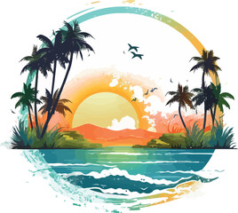 beach with palm trees vectorial