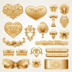 a stunning banner vector icon set with a luxurious gold color on a clean white background