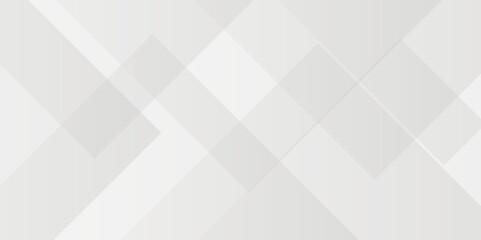 Abstract minimal geometric white and gray light background design. white transparent material in triangle diamond and squares shapes in random geometric pattern.