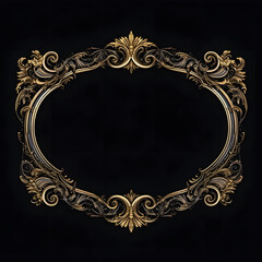 Antique Elegant Retro rounded Decorative Ornamental Frame black background 