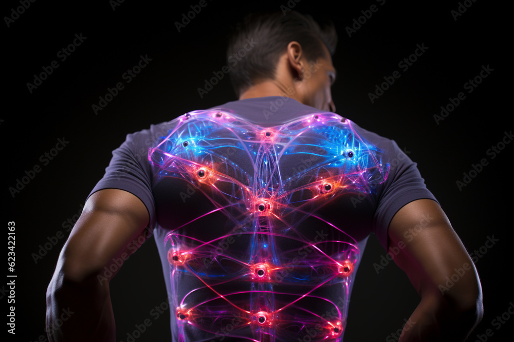 Aufkleber a series of step-by-step images showing the application of kinesiology tape on the lower back to rel