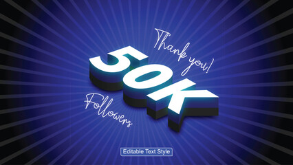 creative, followers, thank you text effect, editable modern and business text style social media post