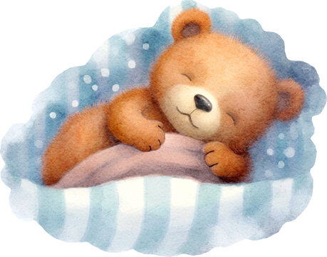 Cute sleeping bear character illustration created with Generative AI technology