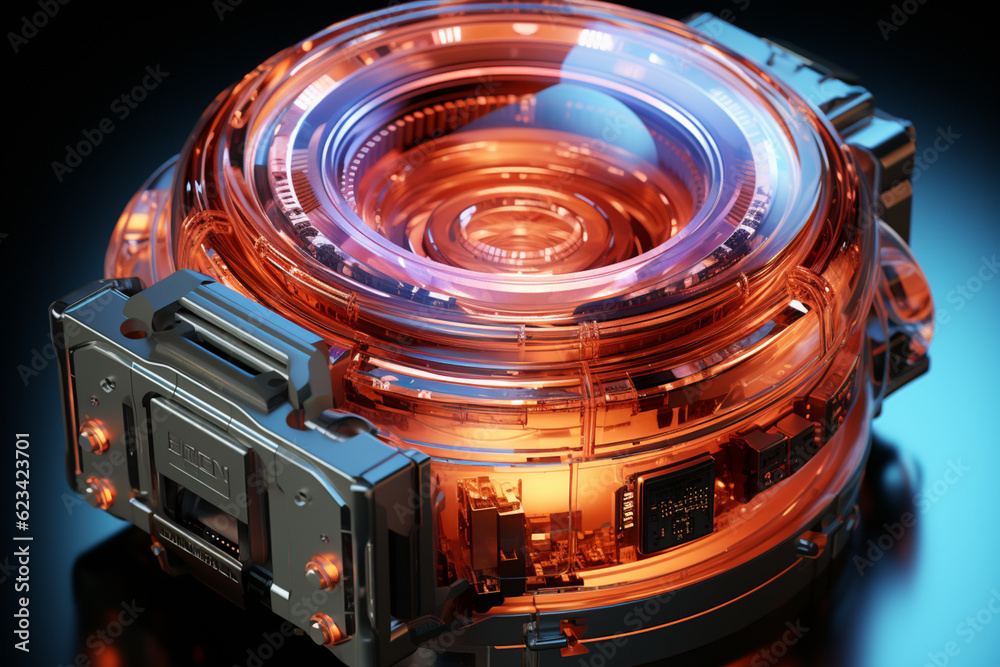 Aufkleber A cross-section image of a camera lens, revealing the arrangement of lens elements and their role in focusing light.  Generative AI technology.