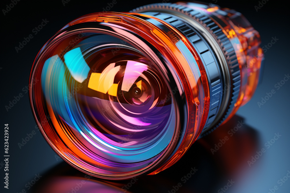 Aufkleber An illustration demonstrating the principle of lens refraction, showing how light bends when passing through a lens.  Generative AI technology.