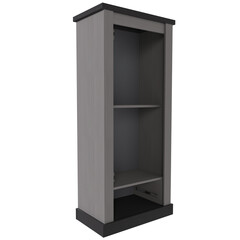 wooden cabinet with shelves isolated
