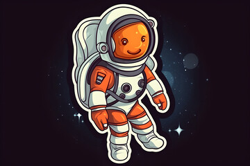 Obraz na płótnie Canvas cartoon stickers of astronauts on a dark background.