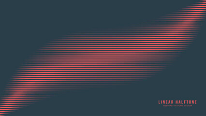 Linear Half Tone Pattern Vector Smooth Wavy Line Border Red Black Abstract Background. Retrowave Synthwave Retro Futurism Minimalist Graphic Art Style Abstraction. Halftone Textured Striped Decoration - 623424144