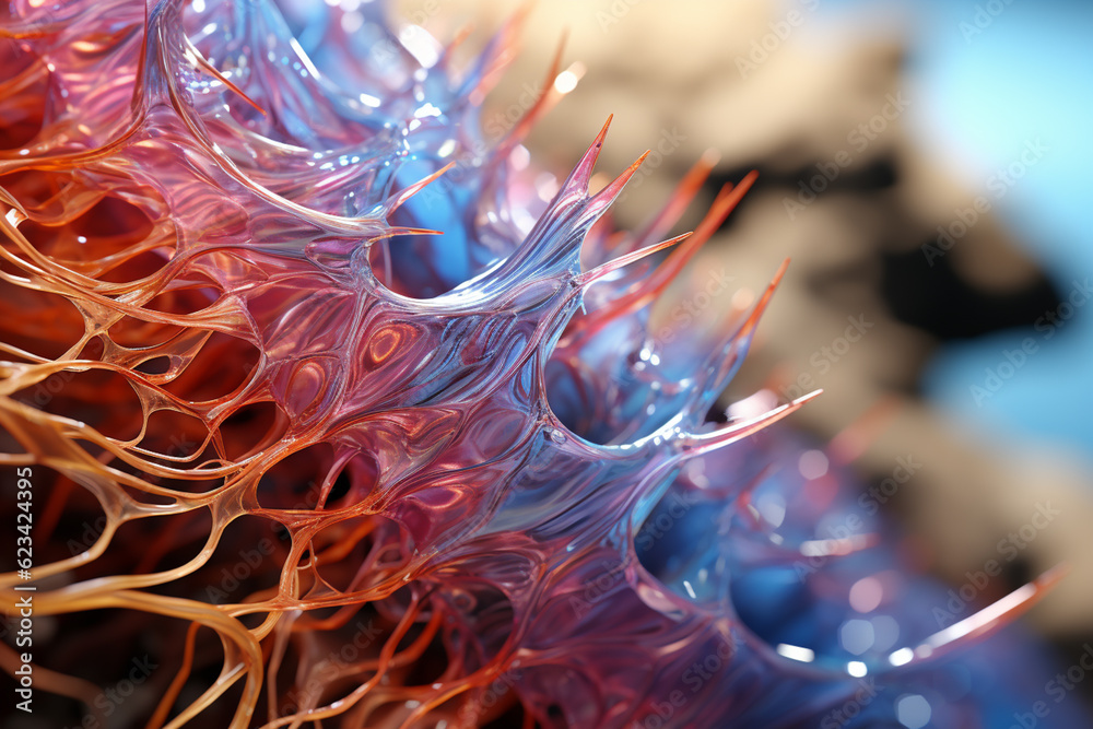 Poster a microscopic image of the middle ear, revealing the delicate hair cells and nerve fibers responsibl