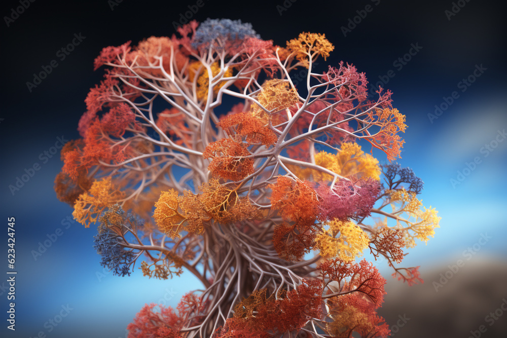Poster a medical illustration showing the bronchial tree superimposed on the human torso, providing a visua