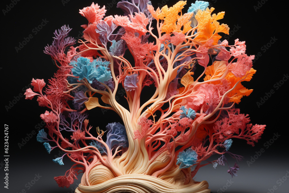 Poster A cross-sectional view of the bronchial tree, revealing the structure of the bronchi and their surrounding tissues.  Generative AI technology.