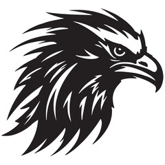 Black and White Agressive Predator Bird Emblem or Tattoo Design. Vector Illustration.