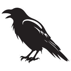 Black Crow or Raven Simple Vector Illustration. Angry Bird Head Emblem or Tattoo Design Element.