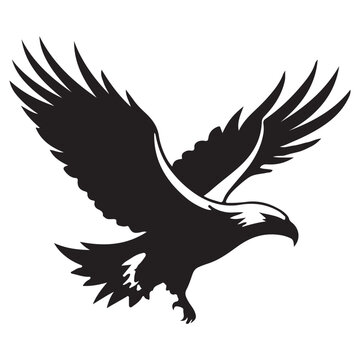 Black and White Agressive Predator Bird Emblem or Tattoo Design. Vector Illustration.