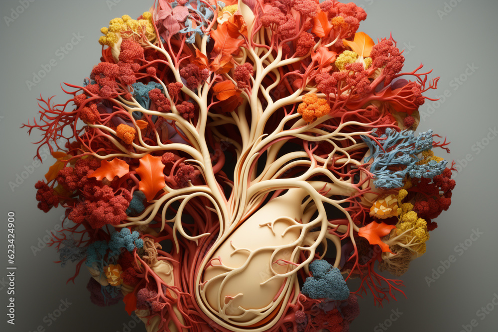 Leinwandbilder A bronchial tree model used for educational purposes, demonstrating the branching pattern and allowing for hands-on learning.  Generative AI technology.