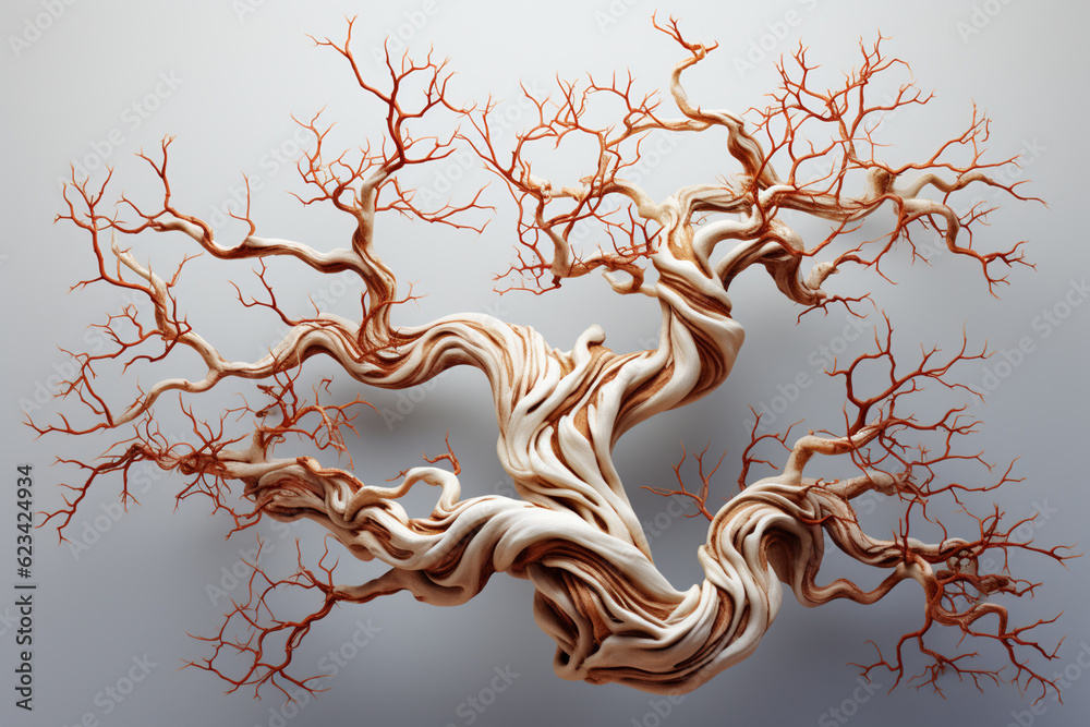 Poster A bronchial tree model used for educational purposes, demonstrating the branching pattern and allowing for hands-on learning.  Generative AI technology.