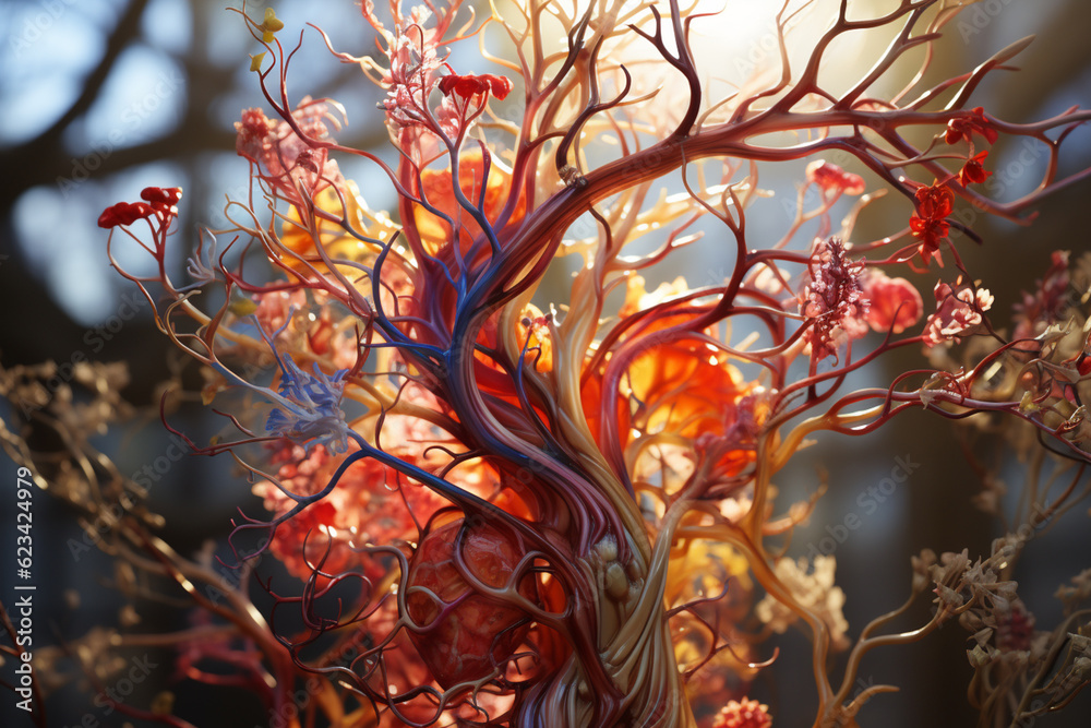 Poster A bronchial tree model used for educational purposes, demonstrating the branching pattern and allowing for hands-on learning.  Generative AI technology.