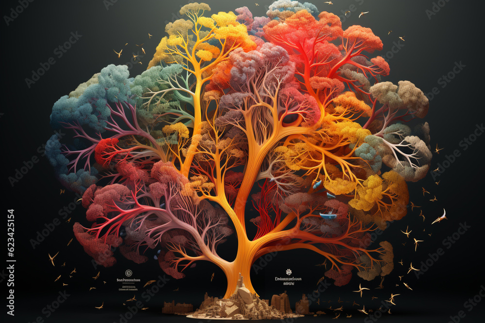 Poster A bronchial tree infographic, providing information on lung health and the role of the bronchial tree in respiratory function. Generative AI technology.