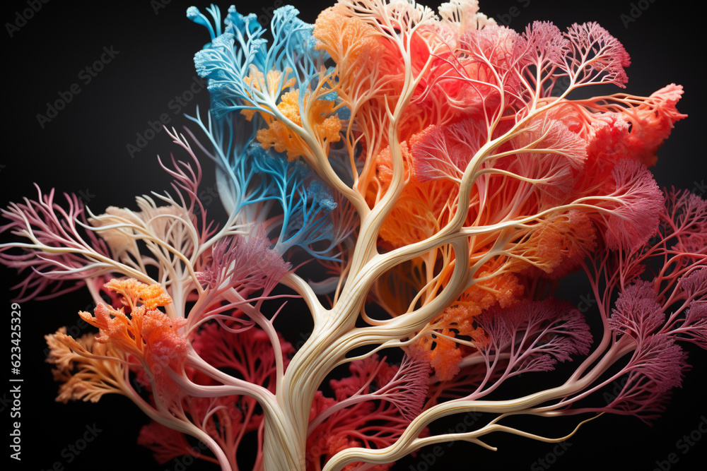 Poster  healthy bronchial tree specimen, showcasing its intricate structure and branching pattern. Generative AI technology.