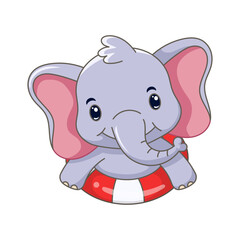 cute baby elephant cartoon smiling