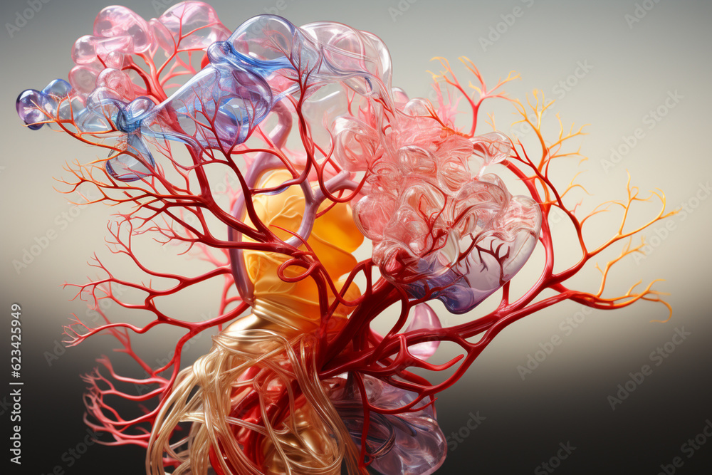 Poster A bronchial tree diagram highlighting the role of bronchial smooth muscle in regulating airflow.  Generative AI technology.